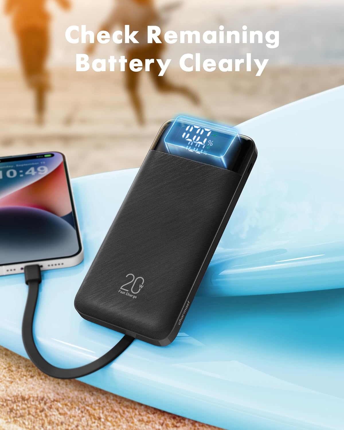 Charmast 20000mAh Portable Charger with 4 Built-in Cables & 6 Outputs, 20W Power Bank Fast Charging - USB C External Battery Pack for iPhone 16 15 14, Android, iPad, Tablet & More (Travel Essential)